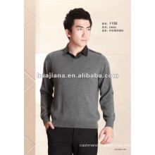 2014 fashion men's shirt collar 100% cashmere sweater